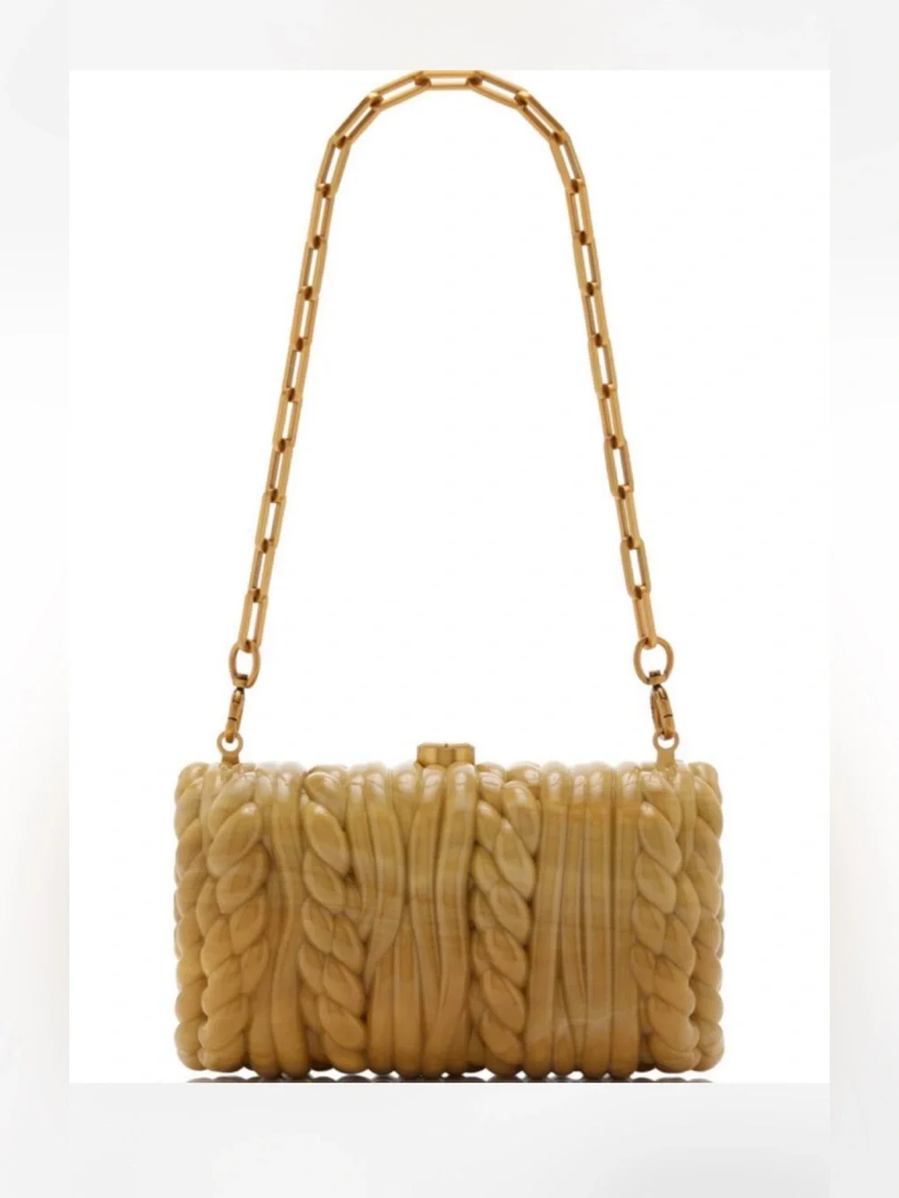 cult gaia Helene Amber Resin Quilted-Style Crossbody with Gold Chain NWT in box
